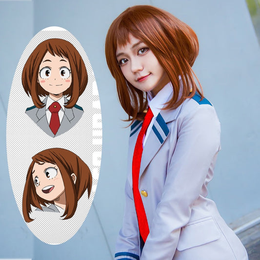 Anime My Hero Academia Ochako Uraraka Short Brown Synthetic Pear Hair Cosplay Anime