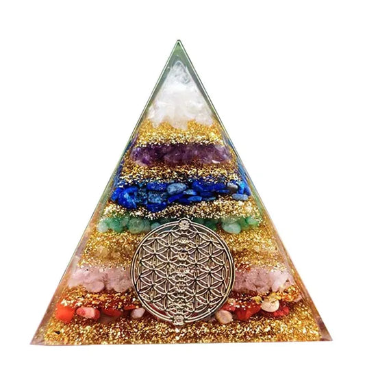 7Chakra Orgonite Pyramide Healing White Crystal Orgone Energy Meditation Tool Quartz Yoga Ornaments Gift Jewelry